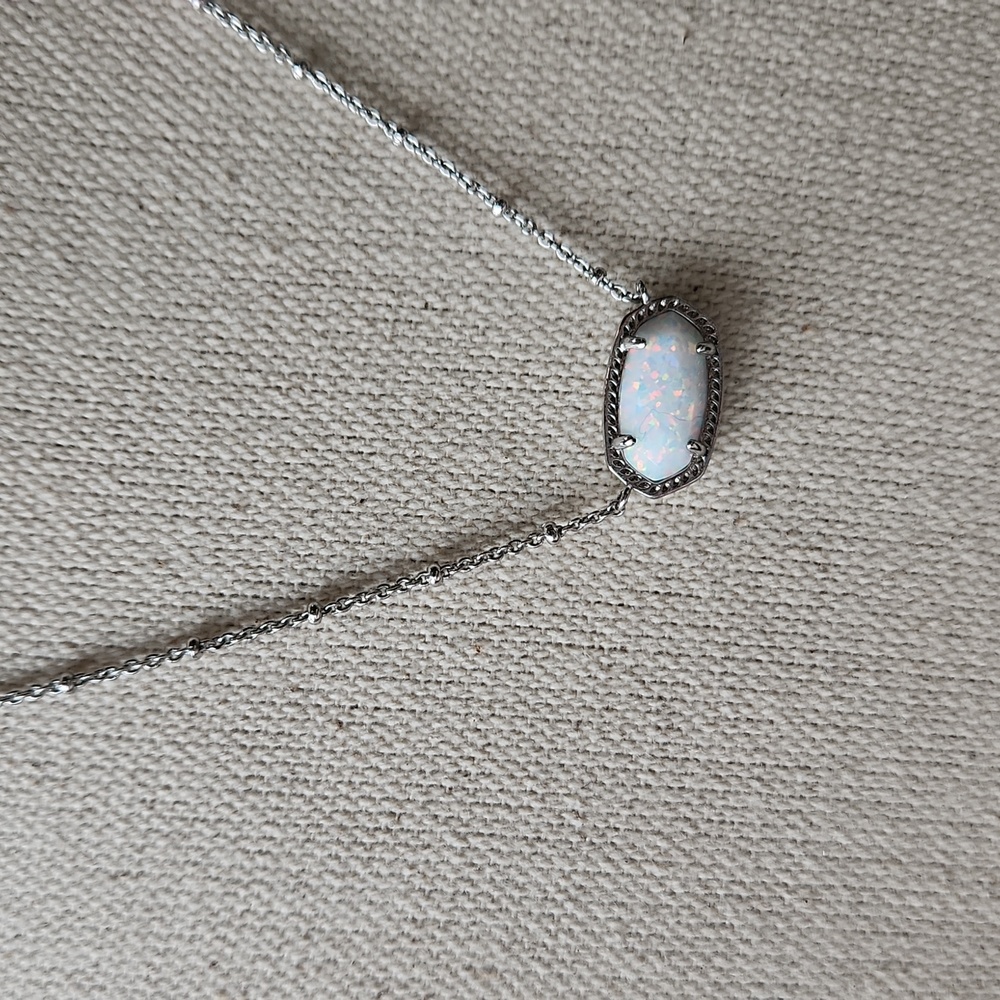 Kendra Scott White Kyocera Opal Silver Elisa necklace - Picture 3 of 5